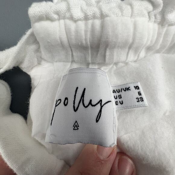 Polly White Ruffle Romper US 6 Tie Strap Summer Casual Beachwear - Picture 7 of 9